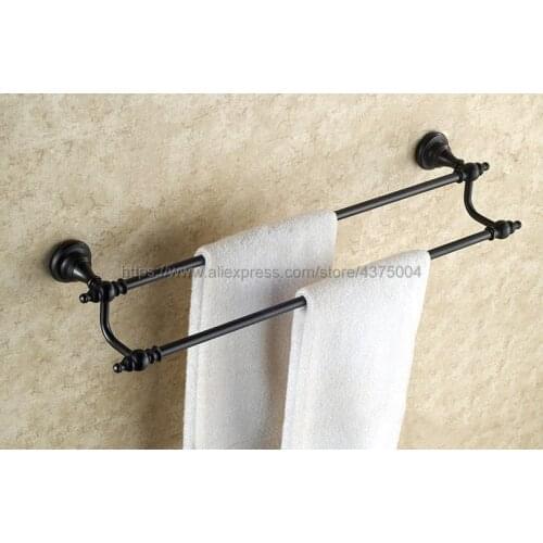 Towel Bars Double Rails Oil Rubbed Bronze Wall Shelves Towel Holder Bath Shelf Towel Hanger Bathroom Accessories Nba822