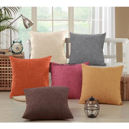 Hot Sale Linen Solid Color Pure Yellow Green Coffee Red Sofa Pillowcase Decoration Car Living Room Chair Pillowcase