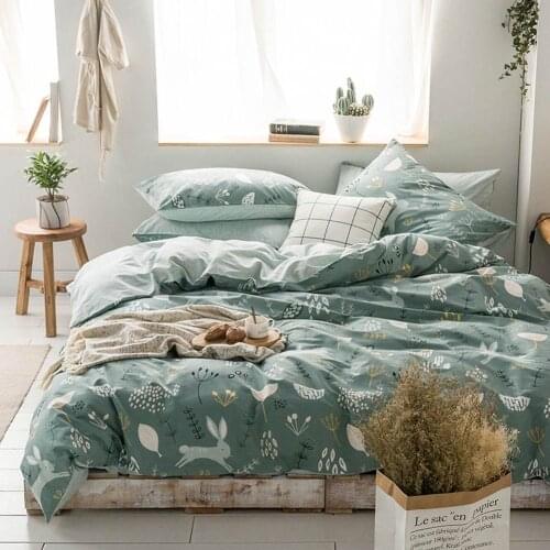 Svetanya Rabbits Trees Scandinavian Cotton Bedlinens 3/4pcs Bedding Set Twin Queen Customize Size Bedsheet Pillowcases