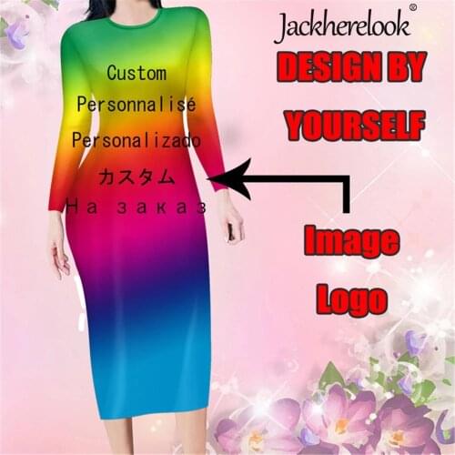 Jackherelook Custom Image Logo Print Long Sleeve Women Sling Party Dress Sexy Bodycon Dresses for Ladies Vestido Dropshipping