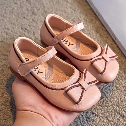 Girls Leather Shoes 2021 New Spring Autumn Bowknot Princess Party Shoes Fashion Soft Comfortable Kids Children Shoes E447