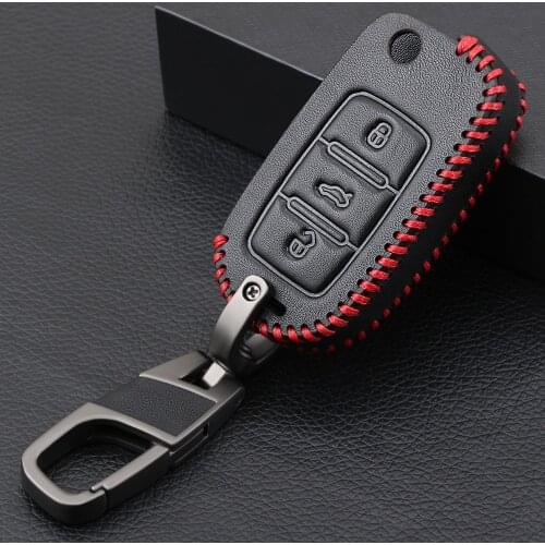 Leather Remote Key Case For SKODA Fabia Octavia Superb For Seat Leon Toledo Altea Ibiza Fob Shell Cover Skin 3 Button