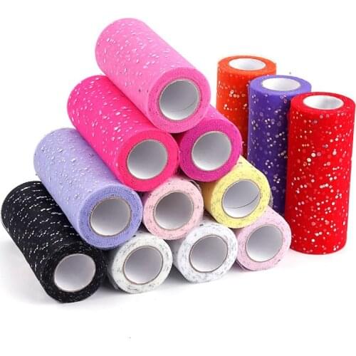 15cm 25yard Lace Sequins Tulle Fabric Baby Shower Tutu Skirt Wedding Party Decoration DeskCloth Chair Sashes Princess Dress Yarn