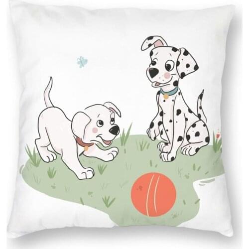 Fashion Dalmatian Dog Play Time Square Throw Pillow Cover Home Decor 3D Two Side Printed Puppy Pet Cushion Cover for Sofa