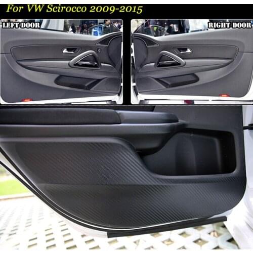 Brand New 1 Set Interior 3D Carbon Fiber Doors Side Edge Anti-kick Protection Pad Sticker For VW Scirocco 2009-2015