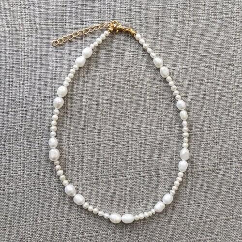 Handmade natural freshwater pearl necklace ladies high quality real pearl neck choker simple fashion banquet jewelry accessory