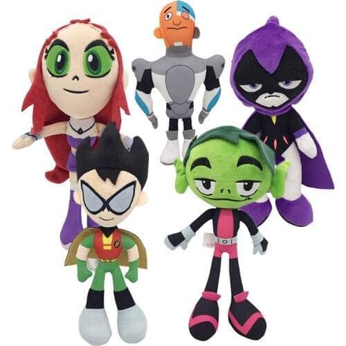 5Pcs/lotTeening Titanes Go Robin Plush Toy Dolls Cartoon Beast Boy Raven Cyborg Stuffed Dolls For Kids Birthday Christmas Gifts
