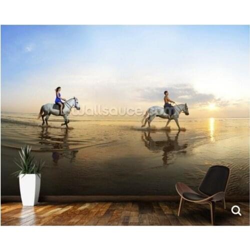 Custom landscape wallpaper,Beach Horse Riding fresco for living room bedroom bar KTV background wallpaper home decoration