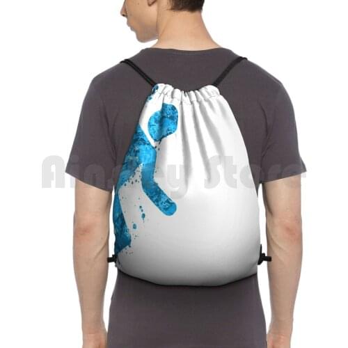 Portal-Blue Half ( Lite ) Backpack Drawstring Bags Gym Bag Waterproof Portal Orange Blue Glados Aperature Science Splat