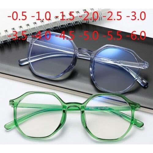 Retro Irregular Optics Eyeglasses Women Men Fashion Clear Mirror Myopia Lens Nearsighted Glasses 0 -0.5 -1.0 -1.5 To -6.0