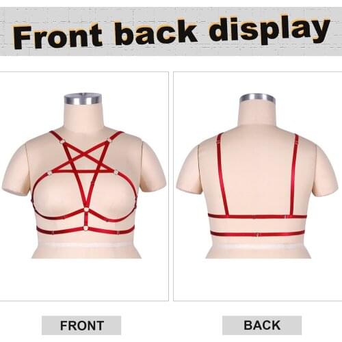 Sexy Underwear Pentagram Bondage Hollow Bra Tops Waist Suspender Plus Size Plump Women Dance Costume Goth Accessories Sword Belt