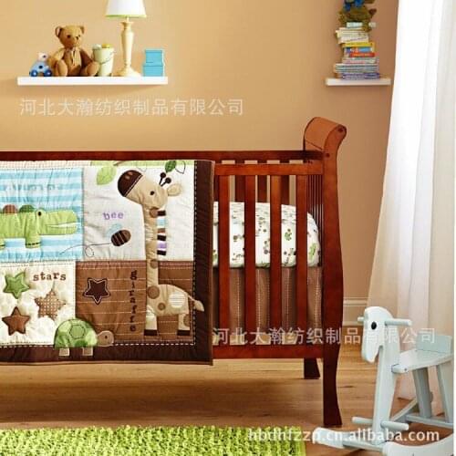 Discount! 6pcs Giraffe Crib Bedding Set Baby Cots Bumpers Baby Bumper Cotton ,include(bumper+duvet+bed cover)