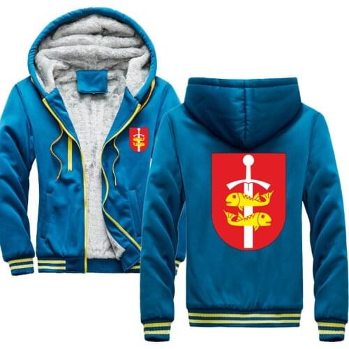 Gdynia City Seal Coat of Arms Winter Mens Hoodies Fleece Warm Sweatshirts Men Brand Hoody Coat Fashion Sportswear Zipper Hoodie