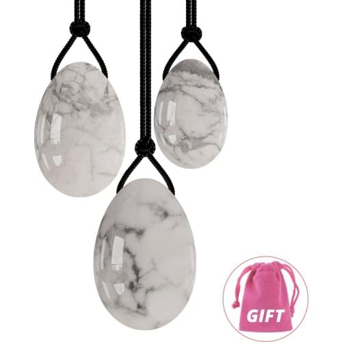 Single Yoni Egg 3 Sizes Drilled and Undrilled Natural Healing Stone Eggs for Women Pelvic Muscle Training Kegel Exercise Balls