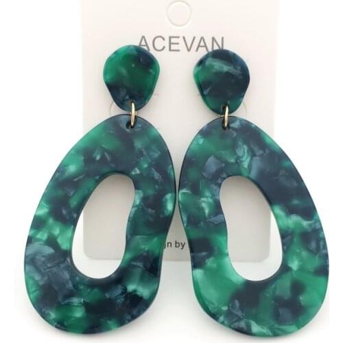 Green acrylic earring 2019 Big Statement Earrings for Women acetate earring tortoise shell earrings geometric earring Jewelry