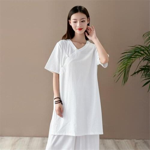 Shanghai Story Womens Short Sleeve Linen Top Blouses Ethnic Clothing