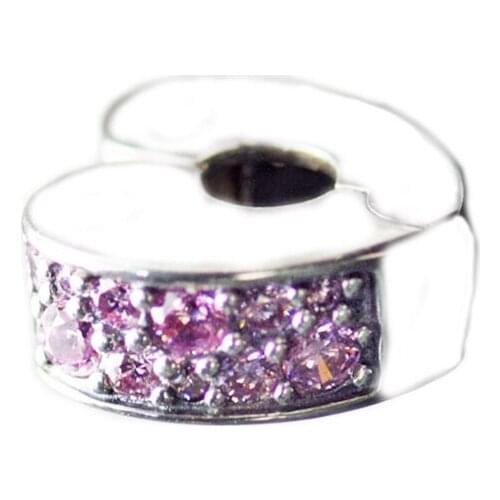 Fashion Jewelry Making Pink Arcs of Love Clip Pink CZ Sterling Silver Beads For Woman Fits Original 925 Silver Bracelets
