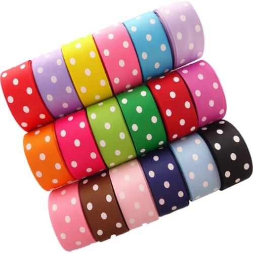 1-1/2" 38mm 5 Yards Grosgrain Ribbons Dots Printed Gift Packaging DIY 100% Polyester Handmade Materials YM18010111