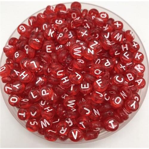 100pcs 7mm Letter Beads Red Mix Oval Shape 26 Alphabet Charms DIY Beads For Bracelet Necklace Jewelry Making
