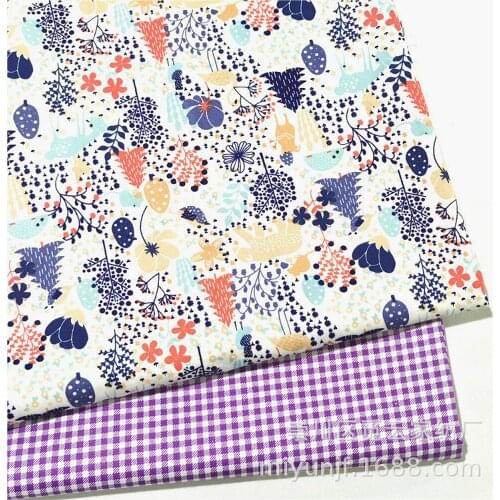160x50cm Purple Cartoon Christmas Pine Twill Cotton Sewing Fabric Bedding Handmade Gown Dress Cloth