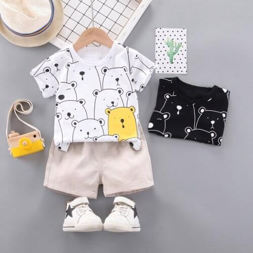 Summer Fashion Baby Clothes Toddler Boys Cotton Cartoon T-Shirt+Shorts 2pc/Sets Kids Costume Casual Clothing Kids Tracksuits