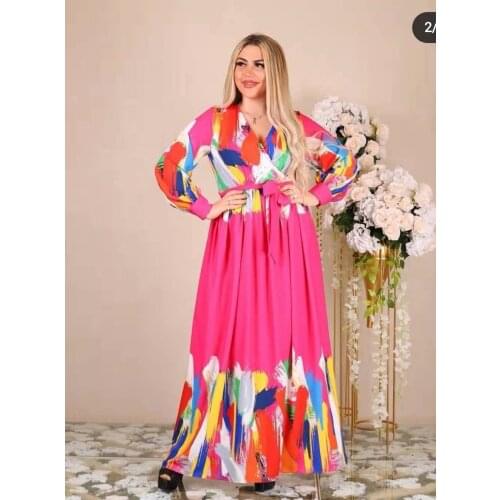 2021 African Dresses for Women Autumn African Women Long Sleeve Printing Polyester Long Dress African Clothes Women