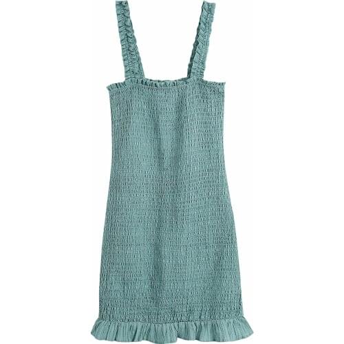 2021 European and American Foreign Trade Womens Texture Dress Sling Green DLQZ701