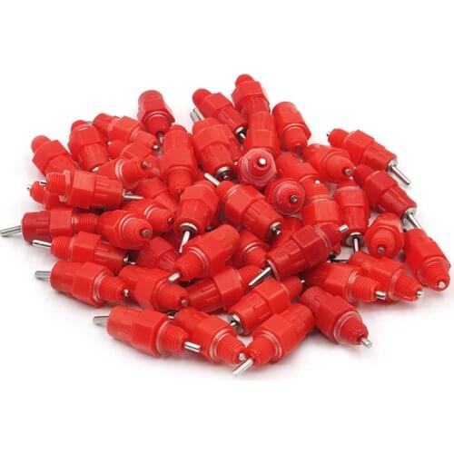 5Pcs Chicken Feeding Water Nipples Bird Drinker Poultry Feed Chicken Drinking Bird Pigeon Feeding Ball Red Nipple Drinkers