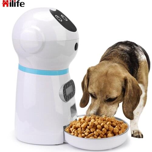 Automatic Pet Feeders Stainless Steel EU Plug With Voice Record Food Dispenser Auto Cat LCD Screen Timer Dog Food Bowl