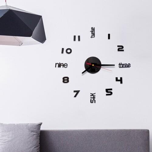 Big Mirror Wall Clocks Horloge 3d Diy Acrylic Stickers Home Decoration Living Room Quartz Needle Wall Clock