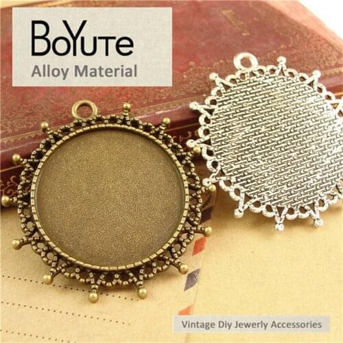 BoYuTe (20 Pieces/Lot) 30MM Cabochon Base Antique Bronze Silver Plated Zinc Alloy Blank Pendants for Jewelry Making Accessories