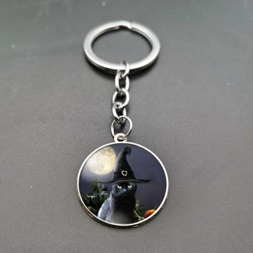 Cute cat pattern dome key chain