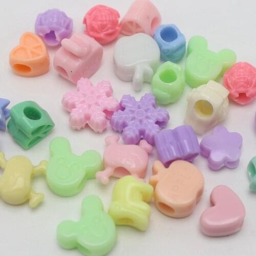 100 Mixed Pastel Color Acrylic Assorted Heart Animal Shape Pony Beads kids Craft