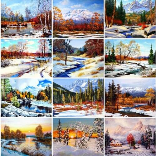 Evershine Diamond Embroidery Winter Tree Diamond Painting Full Drill Square Landscape Mosaic Picture Rhinestones Wall Decoration