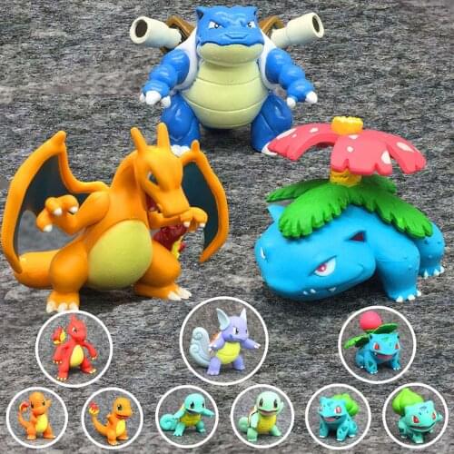 First Generation Charmander Charmeleon Charizard Squirtle Wartortle Blastoise Bulbasaur Venusaur Pokemones Anime Figure Toy