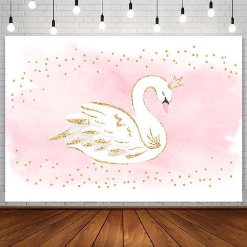 Happy Birthday Party Backdrops Swan Princess Golden Dot Girl Decor Pink Photography Background Studio Photophone Photozone Props
