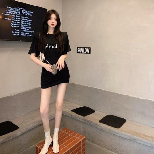 T-shirt Women Summer New Loose Casual Black Top Korean Printing Compassionate Thin Short-sleeved Women