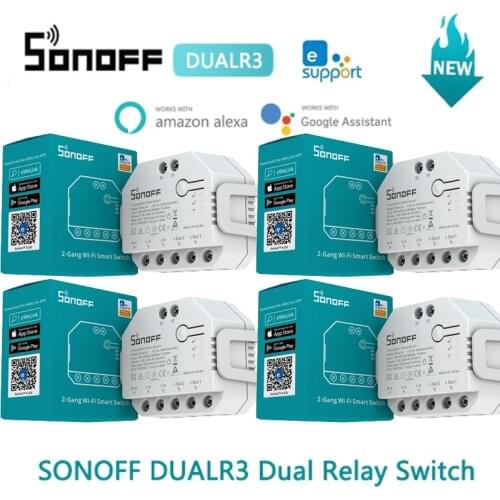 ITEAD SONOFF DUAL R3 2 Gang Dual Relay Module DIY MINI Smart Switch Power Metering Control Via EWeLink Alexa Google Smart Home