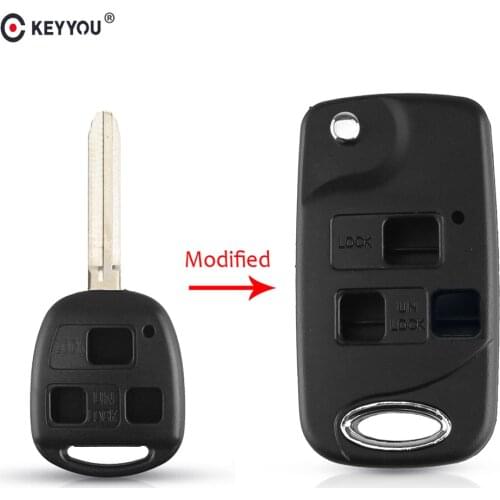 KEYYOU Flip Remote Key Shell 3 Button Whit Rubber Pad For Toyota Corolla Yaris Rav4 Cruiser Camry Rado Avalon Land TOY43 Blade