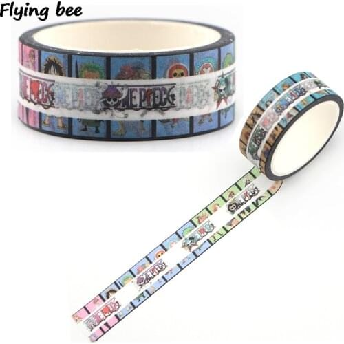 Flyingbee 15mmX5m Anime Paper Washi Tape Cool Adhesive Tape DIY Scrapbooking Sticker Label Masking Tape X0398