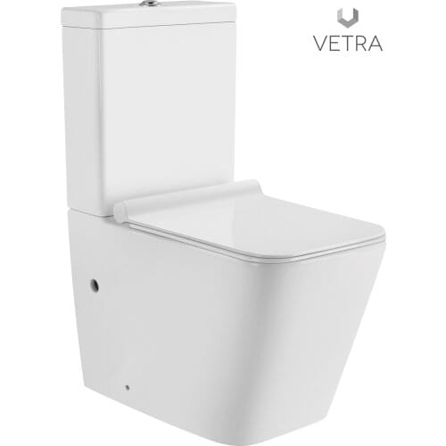 Complete Florence toilet PACK DUAL output: HORIZONTAL or VERTICAL bottom entry white porcelain damped lid VETRA
