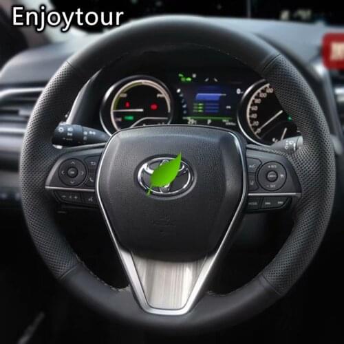 Leather Hand Sewing Car Steering Wheel Cover 38cm for Toyota RAV4 AX50 Corolla G12 Axio Altis Camry Xv70 Avalon 2019 2020 2021