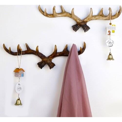 Retro Antler Hook Decoration Wall Hanging Coat Rack Clothing Store Entrance Wall Decoration Wall Key Hook JS22