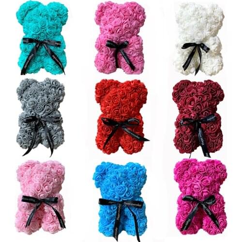 2019 25cm PE Soap Teddy Bear Of Roses Artificial Foam Rose Flower For Birthday New Year Gifts for Women Valentines Gift