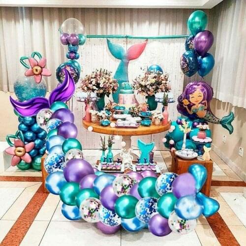 Mermaid Balloon Chain Set Birthday Wedding Party Decoration Kids Girl Baby Shower Balloon Arch Kit Garland Party Decor Supplies
