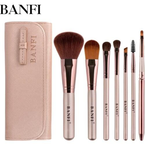 7PCs/set Champagne Makeup Brush Set For Cosmetic Powder Foundation Eyeshadow Lip Make up Brushes Beauty Tools maquiagem Dropship