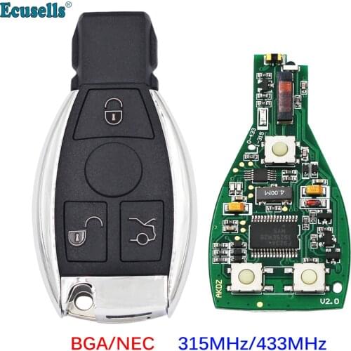 New Keyless Remote Key Fob 3 Button BGA NEC style with Chip for-Mercedes-Benz 2000+ 315mhz 433MHz adjustable