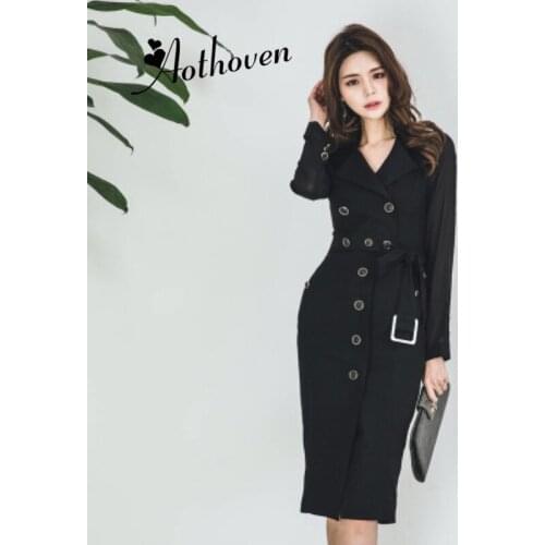Autumn Plus Size Bodycon Pencil Dress Women Black Full Sleeve Notched Midi Dress Vintage Office Dress Suit Tunic Dresses Vestido