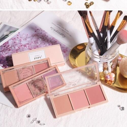 2021 new light shadow artist contouring palette high gloss glitter tricolor matte blush natural nude makeup send blush brush