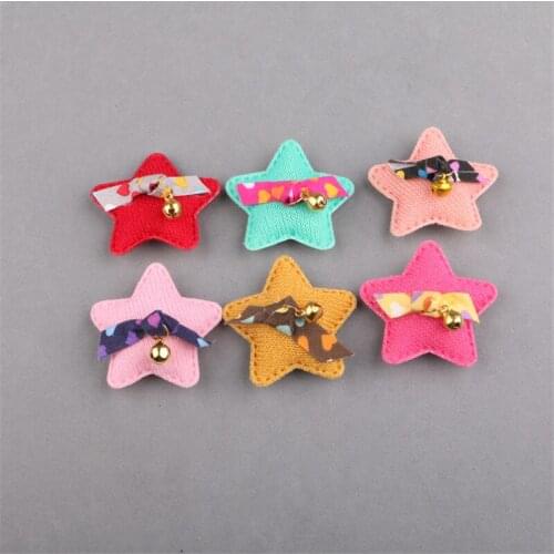 Handmade Cotton Fabric Stars Patch Stiker Craft with Bell Decorated 10pcs 40pcs kawaii Stars DIY Hair Jewelry Material